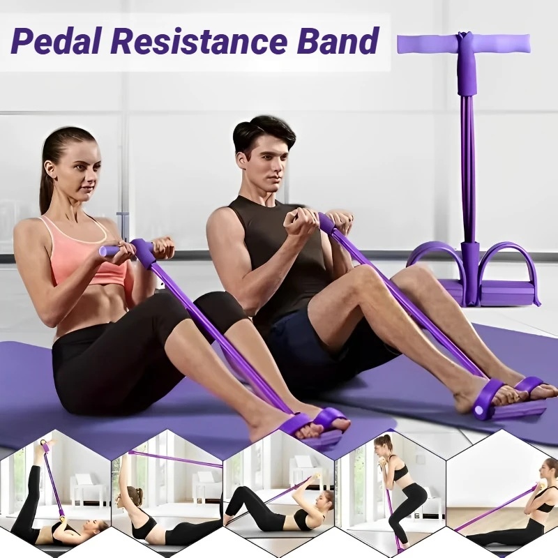 4-튜브 페달 텐션 로프 다기능 가정용 피트니스 탄력  - Resistance Bands Set With Handles 리뷰 및 가격