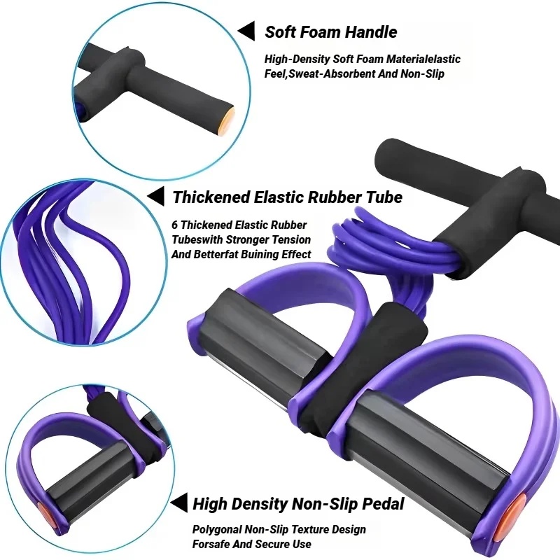 4-튜브 페달 텐션 로프 다기능 가정용 피트니스 탄력  - Resistance Bands Set With Handles 리뷰 및 가격